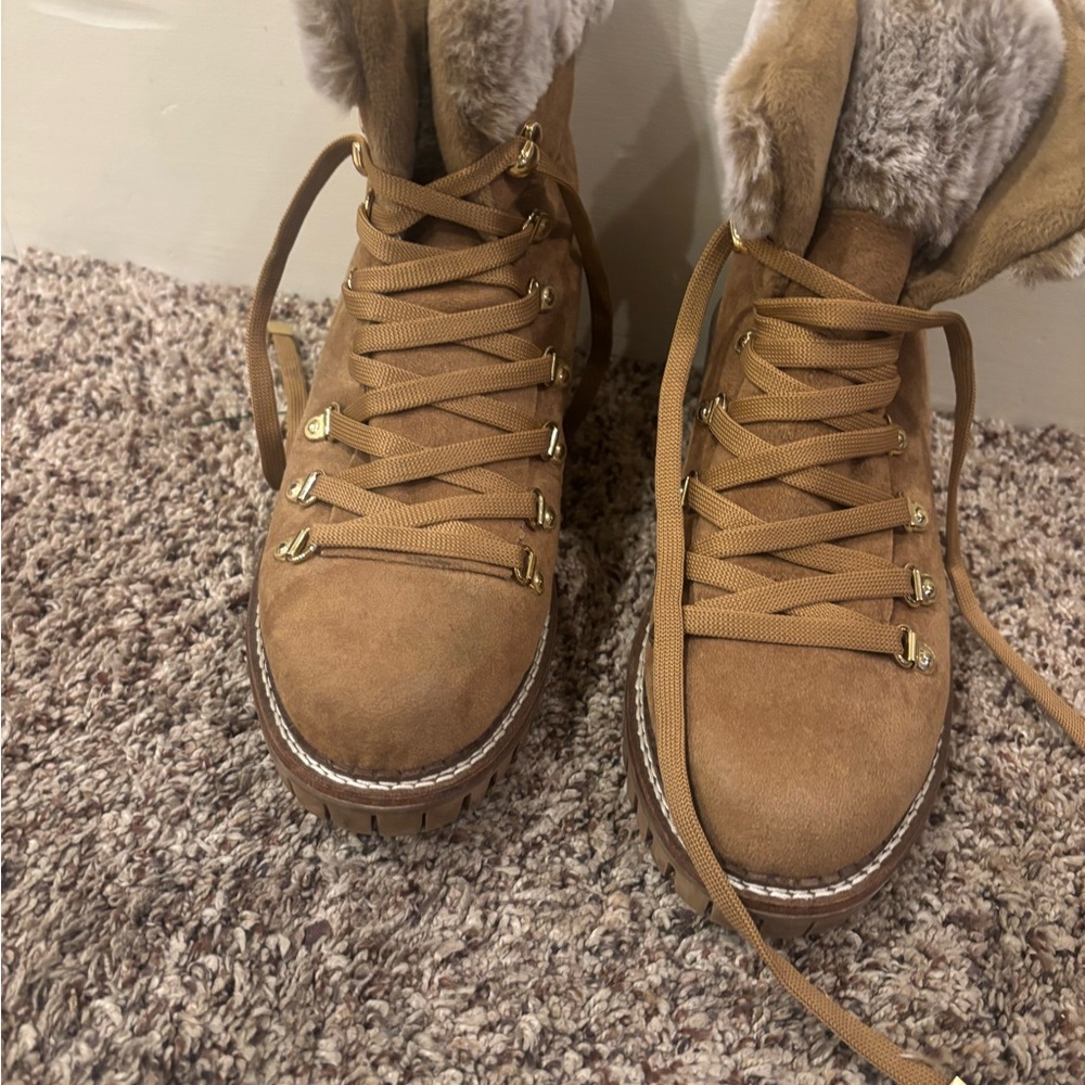 JLO Whiskey Brown Suede Fur Boots | Avena Style | 8M